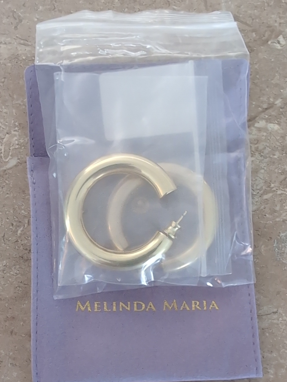NWT Melinda Maria "She's So Smooth" Tube Hoops GOLD